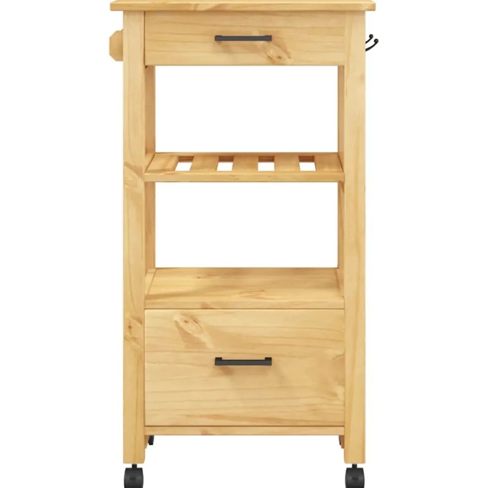vidaXL Keukentrolley MONZA 48x40x88,5 cm massief grenenhout