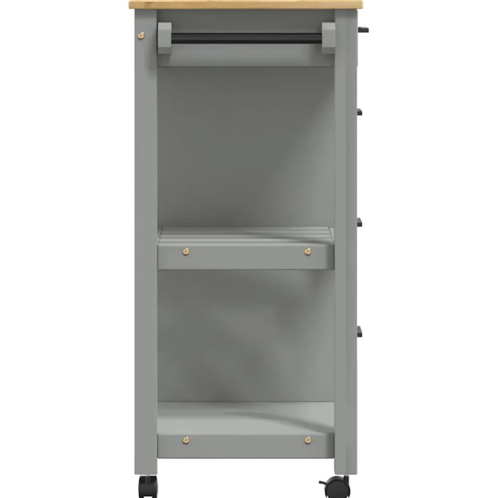 vidaXL Keukentrolley MONZA 84x40x88,5 cm massief grenenhout grijs