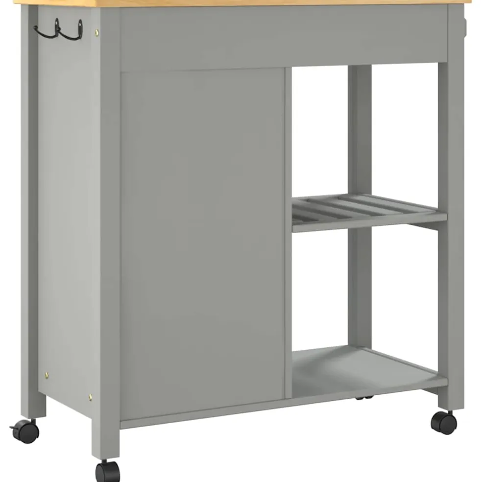 vidaXL Keukentrolley MONZA 84x40x88,5 cm massief grenenhout grijs