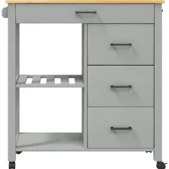 vidaXL Keukentrolley MONZA 84x40x88,5 cm massief grenenhout grijs