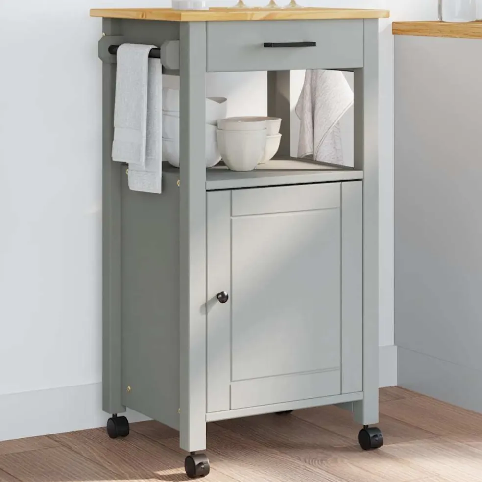 vidaXL Keukentrolley MONZA 48x40x88,5 cm massief grenenhout