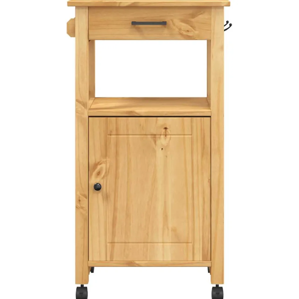 vidaXL Keukentrolley MONZA 48x40x88,5 cm massief grenenhout