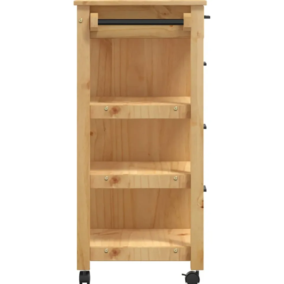 vidaXL Keukentrolley MONZA 84x40x88,5 cm massief grenenhout honingwas