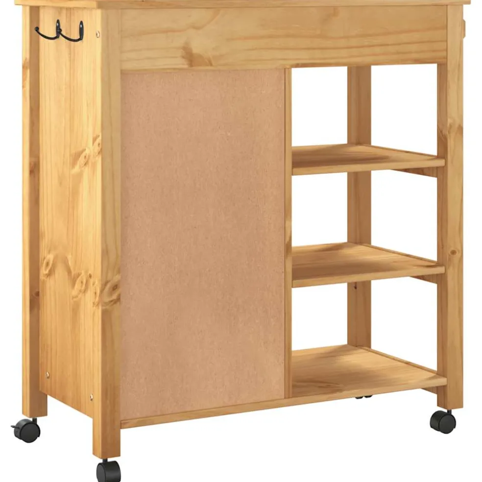 vidaXL Keukentrolley MONZA 84x40x88,5 cm massief grenenhout honingwas