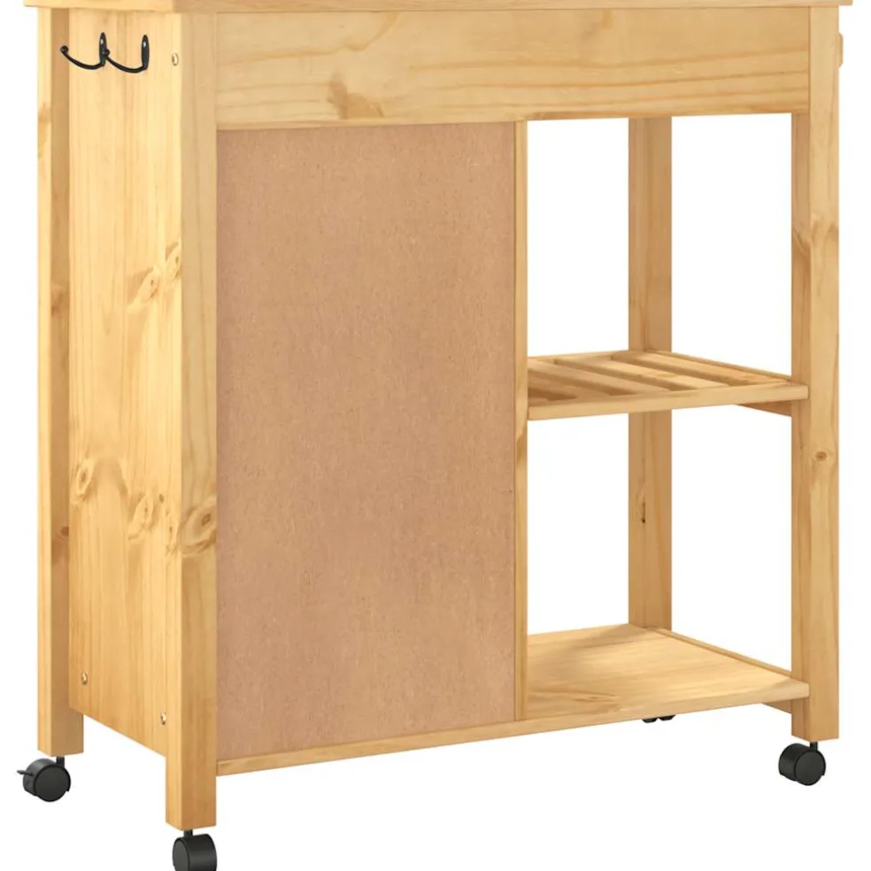 vidaXL Keukentrolley MONZA 84x40x88,5 cm massief grenenhout honingwas