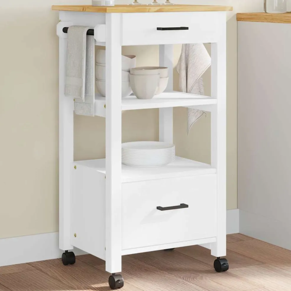 vidaXL Keukentrolley MONZA 48x40x88,5 cm massief grenenhout