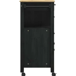vidaXL Keuken Trolley MONZA Zwart 84 x 40 x 88,5 cm Massief Vurenhout