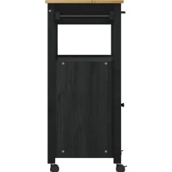 vidaXL Keuken Trolley MONZA Zwart 48 x 40 x 88,5 cm Massief Vurenhout