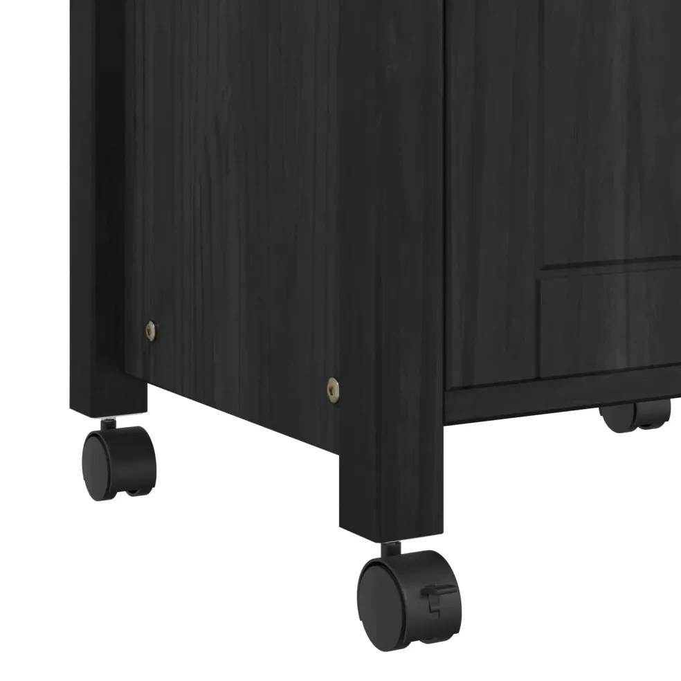 vidaXL Keuken Trolley MONZA Zwart 48 x 40 x 88,5 cm Massief Vurenhout