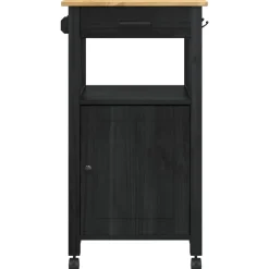 vidaXL Keuken Trolley MONZA Zwart 48 x 40 x 88,5 cm Massief Vurenhout