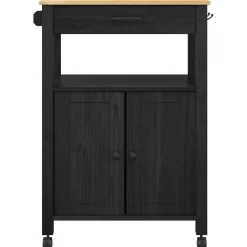 vidaXL Keuken Trolley MONZA Zwart 60 x 40 x 88,5 cm Massief Vurenhout