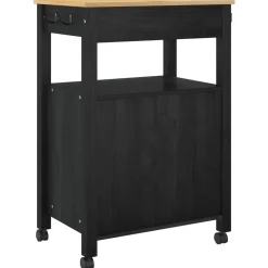 vidaXL Keuken Trolley MONZA Zwart 60 x 40 x 88,5 cm Massief Vurenhout