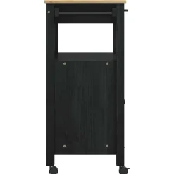 vidaXL Keuken Trolley MONZA Zwart 60 x 40 x 88,5 cm Massief Vurenhout