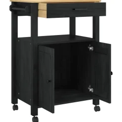 vidaXL Keuken Trolley MONZA Zwart 60 x 40 x 88,5 cm Massief Vurenhout