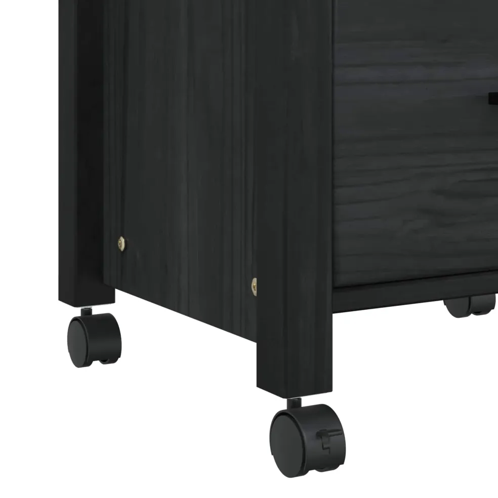 vidaXL Keuken Trolley MONZA Zwart 48 x 40 x 88,5 cm Massief Vurenhout