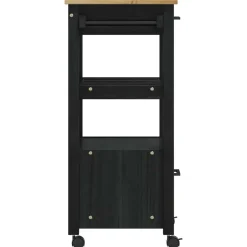 vidaXL Keuken Trolley MONZA Zwart 48 x 40 x 88,5 cm Massief Vurenhout