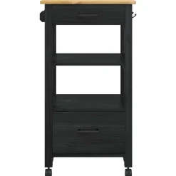 vidaXL Keuken Trolley MONZA Zwart 48 x 40 x 88,5 cm Massief Vurenhout