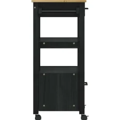 vidaXL Keuken Trolley MONZA Zwart 48 x 40 x 88,5 cm Massief Vurenhout