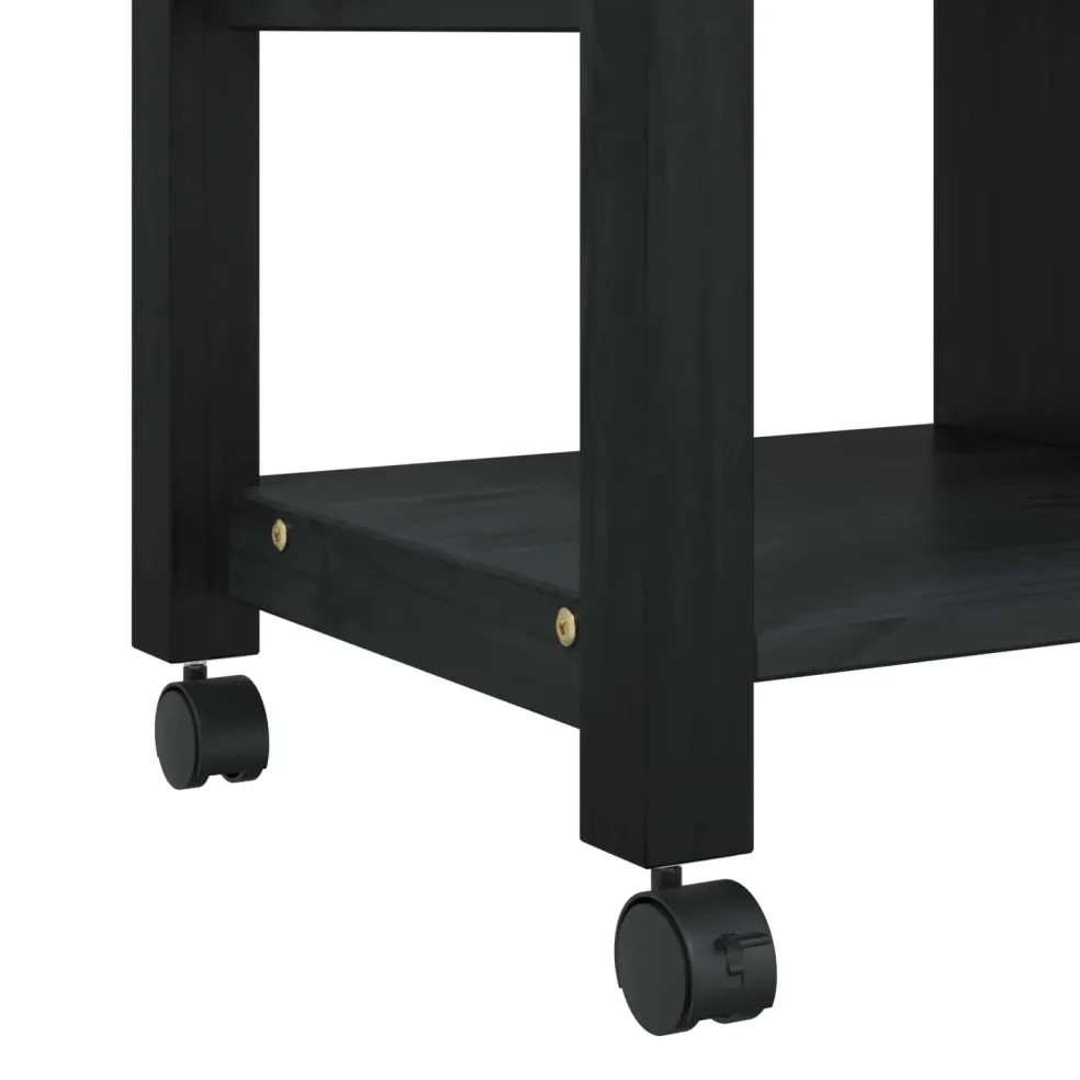 vidaXL Keuken Trolley MONZA Zwart 84 x 40 x 88,5 cm Massief Vurenhout