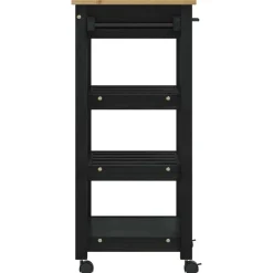 vidaXL Keuken Trolley MONZA Zwart 48 x 40 x 88,5 cm Massief Vurenhout