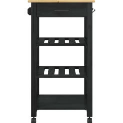 vidaXL Keuken Trolley MONZA Zwart 48 x 40 x 88,5 cm Massief Vurenhout