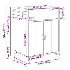 vidaXL Keukentrolley OTTA 59x45x80 cm massief grenenhout