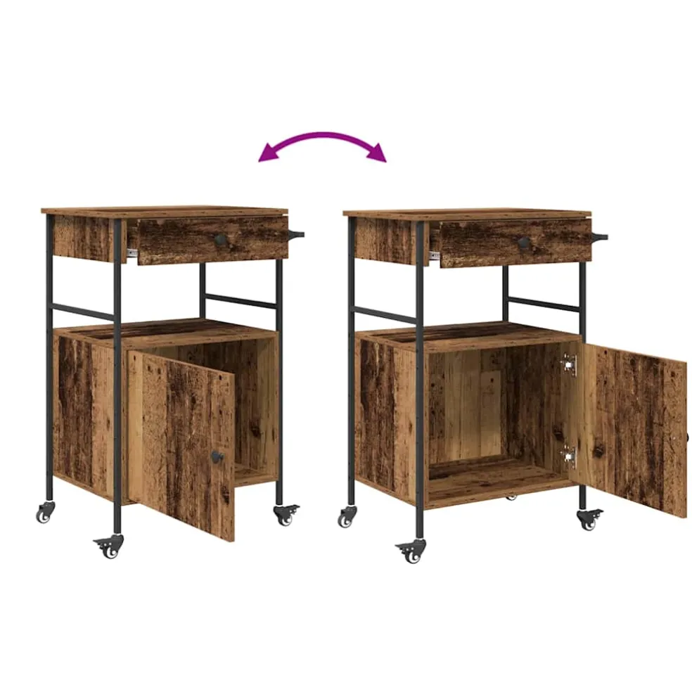 vidaXL Keuken Trolley Oudhout 56 x 43 x 89,5 cm Bewerkt hout