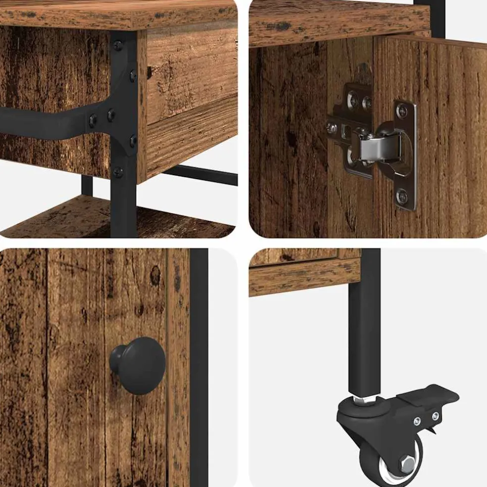 vidaXL Keuken Trolley Oudhout 56 x 43 x 89,5 cm Bewerkt hout