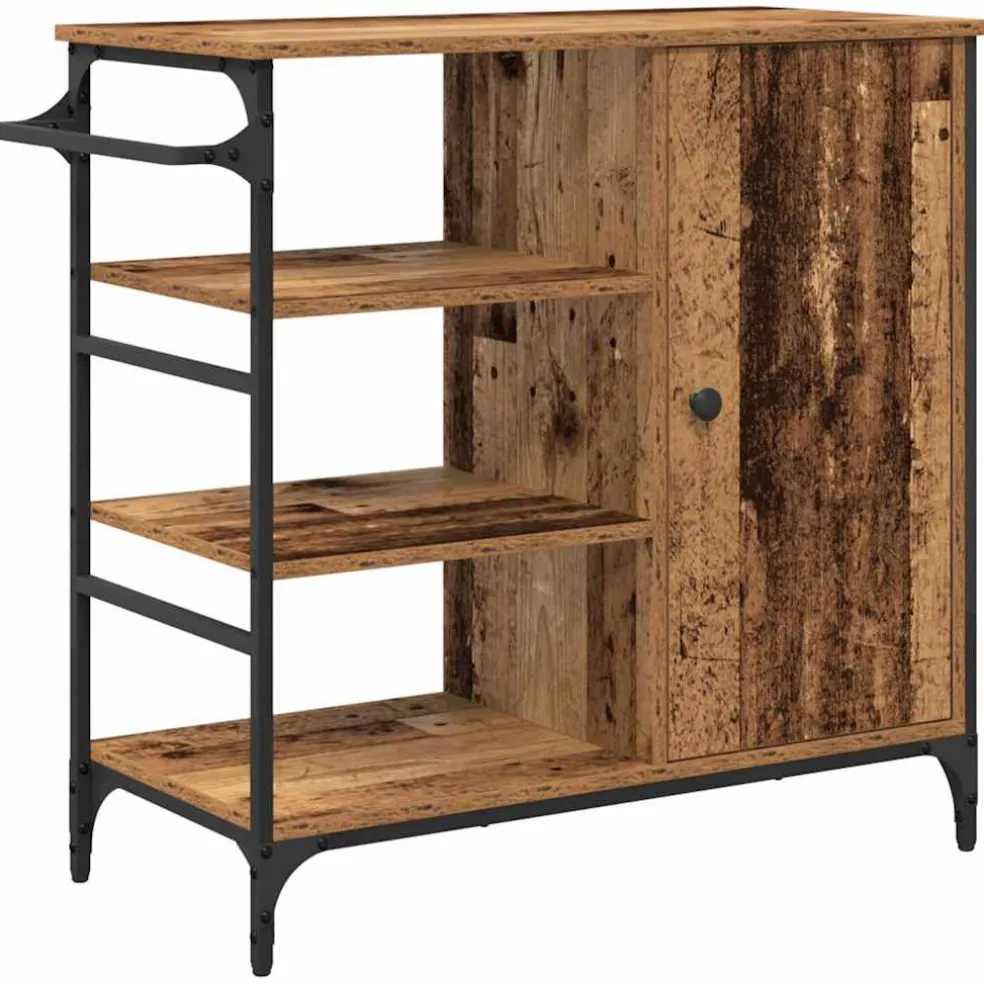 vidaXL Keuken Trolley Oudhout 87.5 x 39 x 84.5 cm Bewerkt hout
