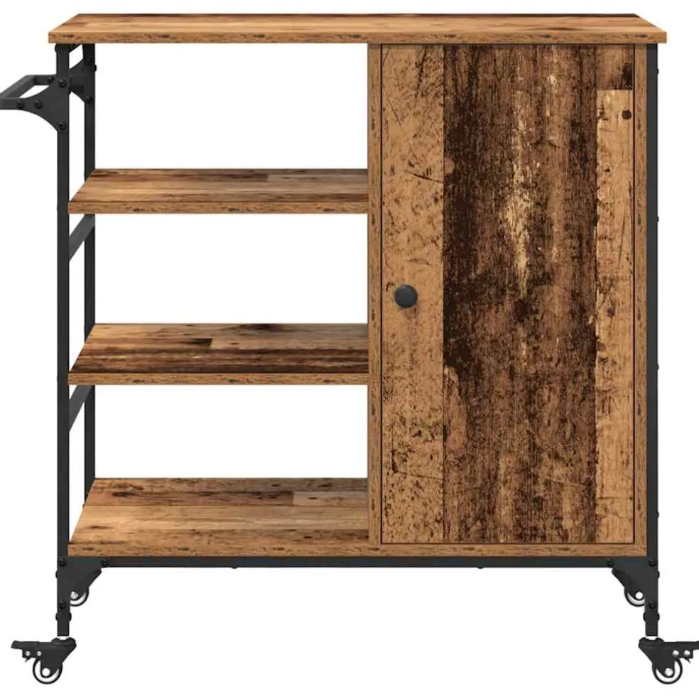 vidaXL Keuken Trolley Oudhout 87.5 x 39 x 84.5 cm Bewerkt hout