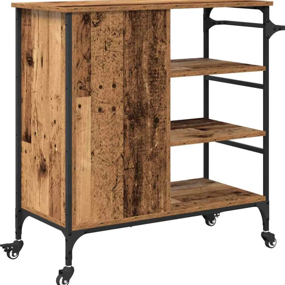 vidaXL Keuken Trolley Oudhout 87.5 x 39 x 84.5 cm Bewerkt hout