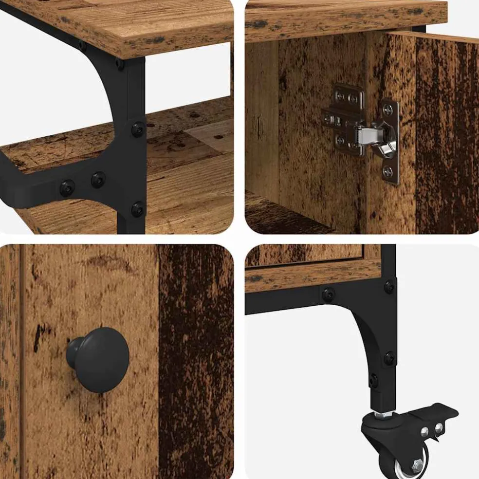 vidaXL Keuken Trolley Oudhout 87.5 x 39 x 84.5 cm Bewerkt hout