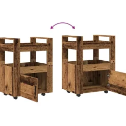 vidaXL Keuken Trolley Oud hout 60 x 45 x 80 cm Bewerkt hout