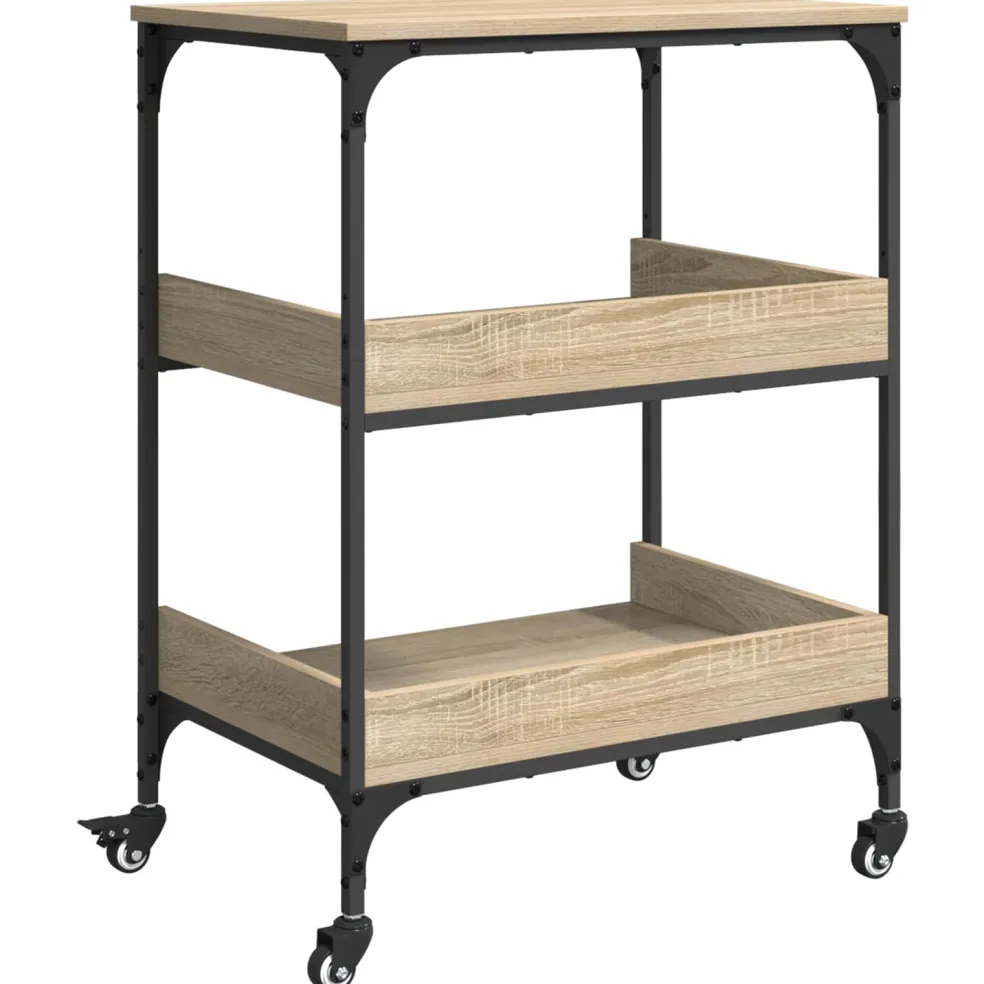 vidaXL Keuken Trolley Sonoma Eiken 60 x 41 x 80,5 cm Bewerkt hout