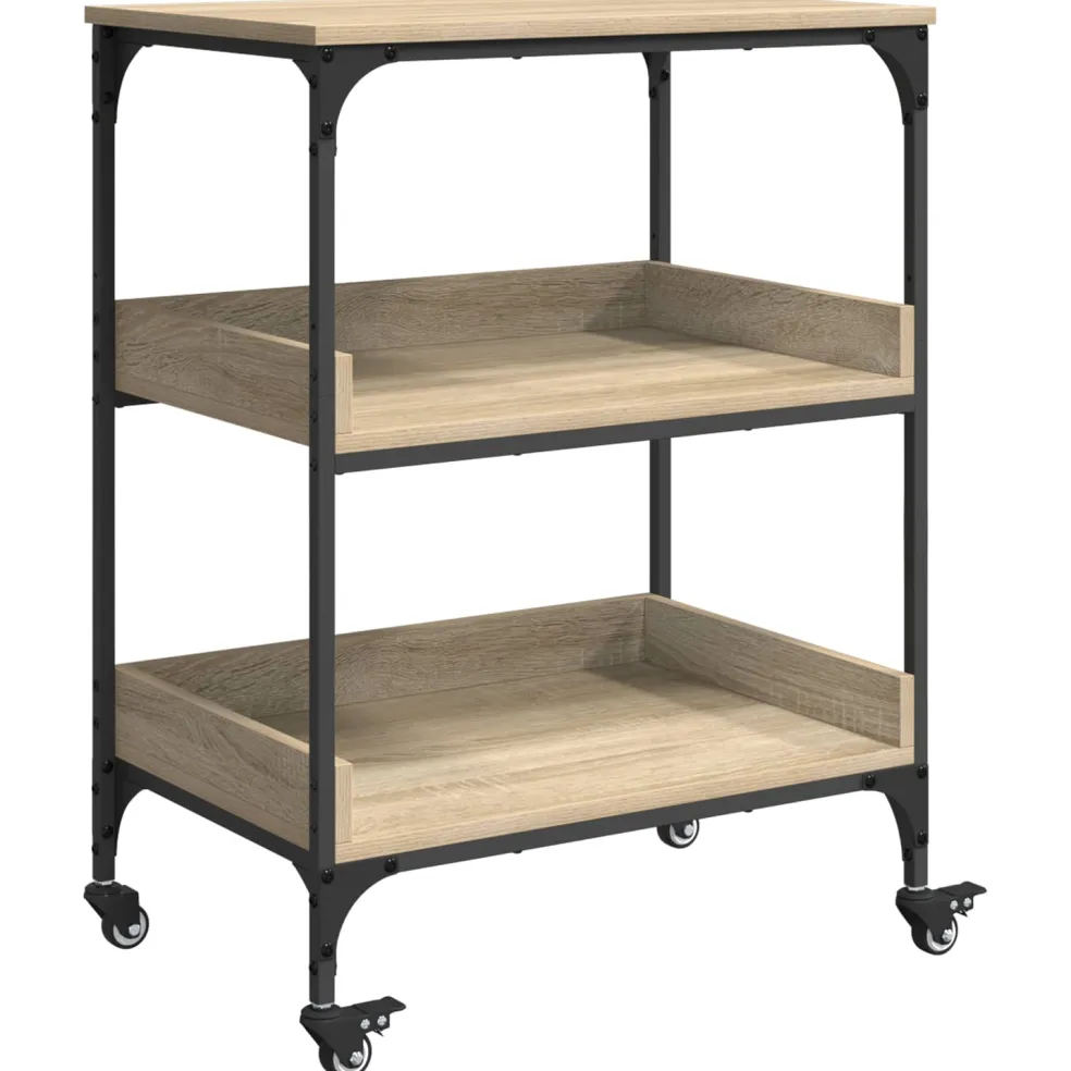 vidaXL Keuken Trolley Sonoma Eiken 60 x 41 x 80,5 cm Bewerkt hout