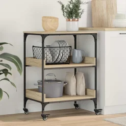 vidaXL Keuken Trolley Sonoma Eiken 60 x 41 x 80,5 cm Bewerkt hout