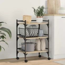 vidaXL Keuken Trolley Sonoma Eiken 50 x 35 x 75,5 cm Bewerkt hout