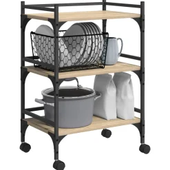 vidaXL Keuken Trolley Sonoma Eiken 50 x 35 x 75,5 cm Bewerkt hout