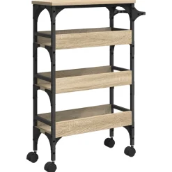 vidaXL Keuken Trolley Sonoma Eiken 53 x 20 x 76 cm Bewerkt hout