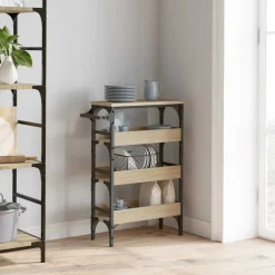 vidaXL Keuken Trolley Sonoma Eiken 53 x 20 x 76 cm Bewerkt hout