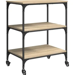 vidaXL Keuken Trolley Sonoma Eiken 60 x 41 x 76 cm Bewerkt hout