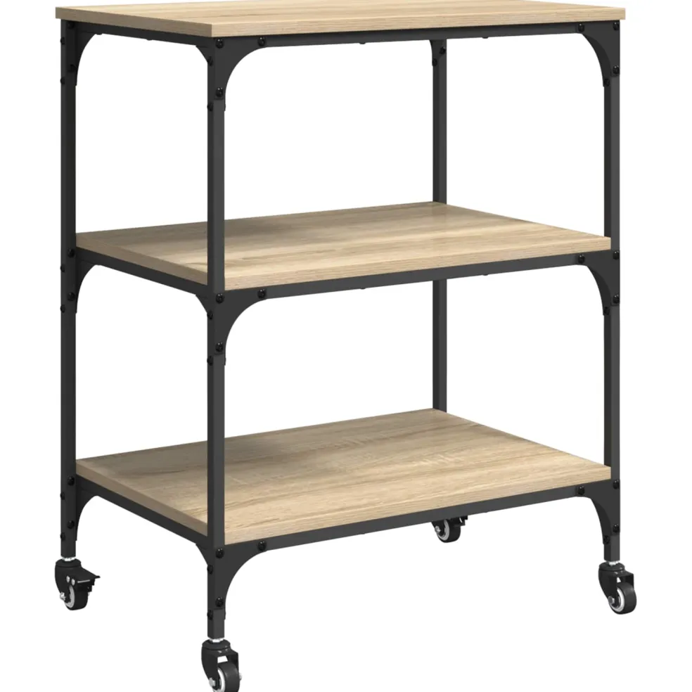 vidaXL Keuken Trolley Sonoma Eiken 60 x 41 x 76 cm Bewerkt hout