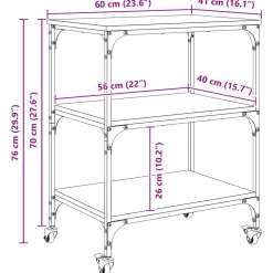 vidaXL Keuken Trolley Sonoma Eiken 60 x 41 x 76 cm Bewerkt hout