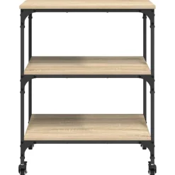 vidaXL Keuken Trolley Sonoma Eiken 60 x 41 x 76 cm Bewerkt hout