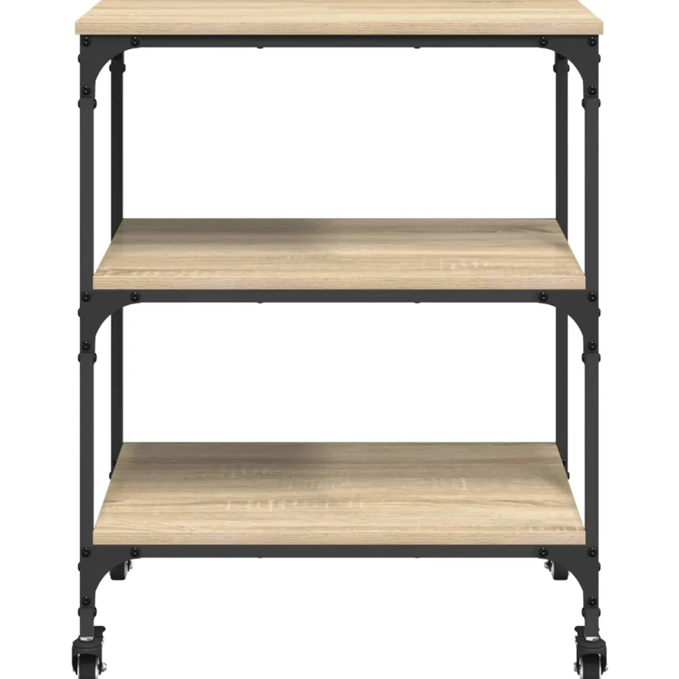 vidaXL Keuken Trolley Sonoma Eiken 60 x 41 x 76 cm Bewerkt hout