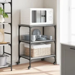 vidaXL Keukentrolley 60x41x76 bewerkt hout grijs sonoma eikenkleurig