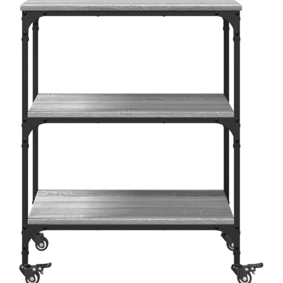 vidaXL Keukentrolley 60x41x76 bewerkt hout grijs sonoma eikenkleurig