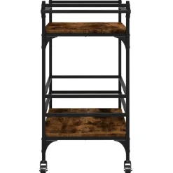 vidaXL Keukentrolley 82x40x78,5 cm bewerkt hout gerookt eikenkleurig