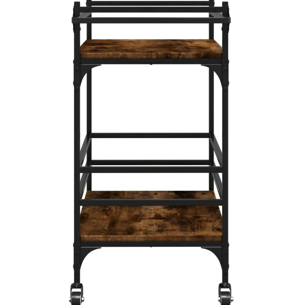 vidaXL Keukentrolley 82x40x78,5 cm bewerkt hout gerookt eikenkleurig