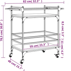 vidaXL Keukentrolley 82x40x78,5 cm bewerkt hout gerookt eikenkleurig